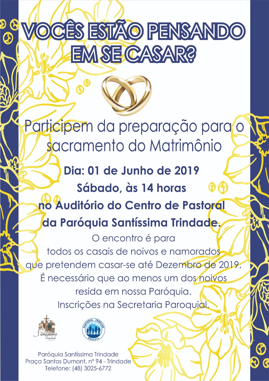 Preparação para o Sacramento do Matrimônio acontece em junho