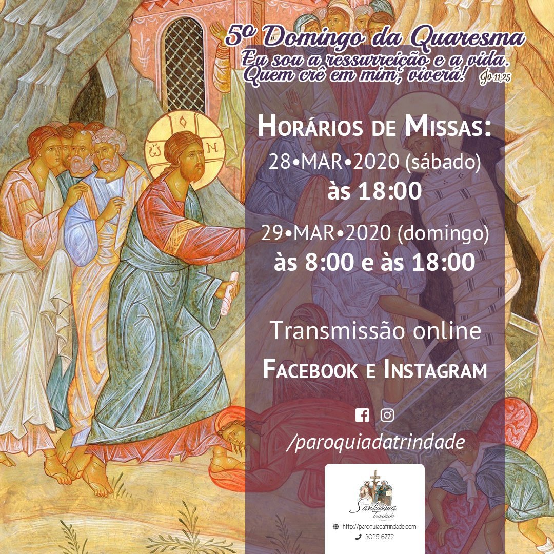 5° Domingo da Quaresma: acompanhe as celebrações online