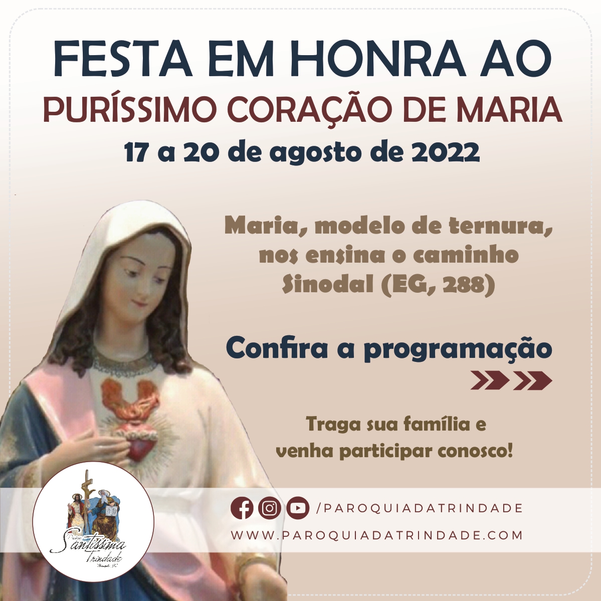 Festa em honra ao Puríssimo Coração de Maria – Paróquia Santíssima Trindade