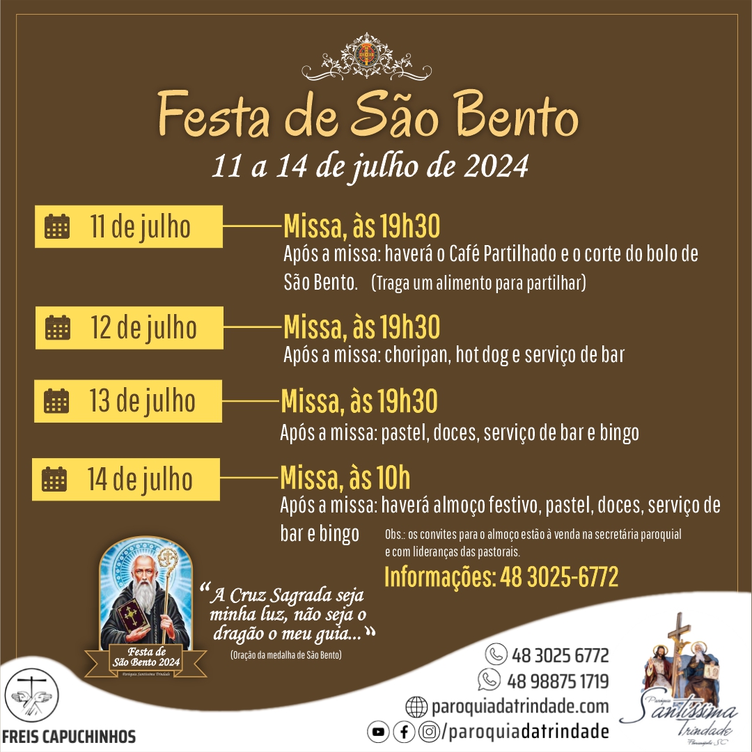 Festa de São Bento 2024: confira a programação e participe!