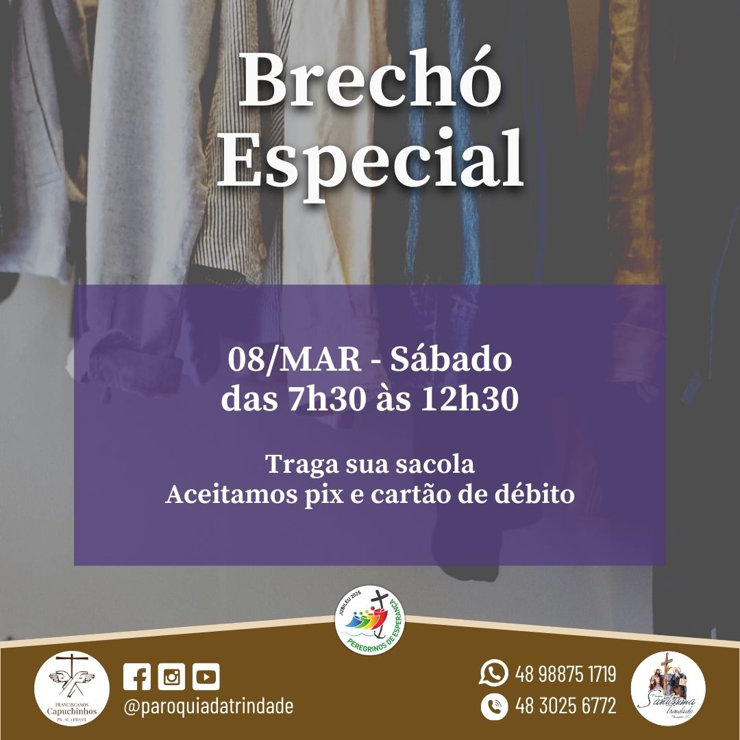 Brechó Especial será realizado no dia 8 de março